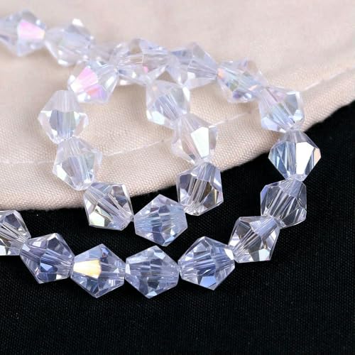 2/3/4/6/8 mm AAA glänzende lose Doppelkegel-Glasperlen AB Charms Spacer Kristall Bastelperlen DIY Armbandherstellung Zubehör-weiß ab-3,0 mm 330 Stück von VIEPGJ