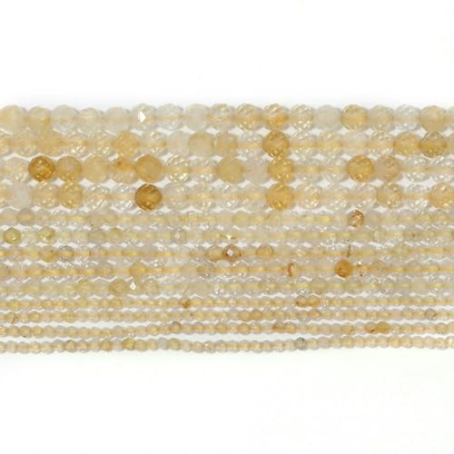 2 3 4,0 mm natürliche facettierte Citrin-Opal-Jade-Onyx-Edelsteinperlen, runde Mineralperlen zur Schmuckherstellung, DIY-Armbandzubehör, Citrin, 3,0 mm (ca. 110 Stück) von VIEPGJ