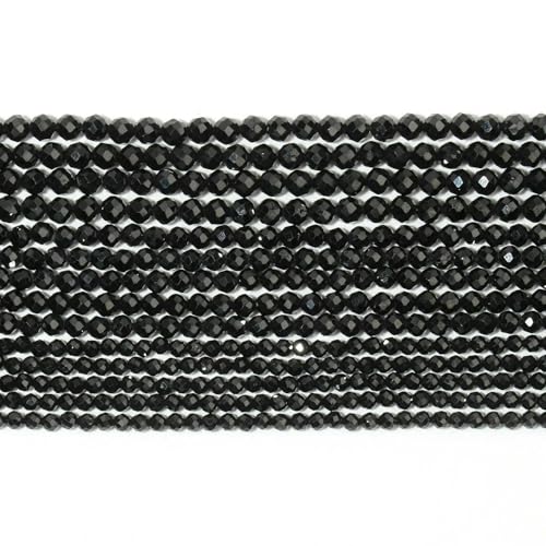 2 3 4,0 mm natürliche facettierte Citrin-Opal-Jade-Onyx-Edelsteinperlen, runde Mineralperlen zur Schmuckherstellung, DIY-Armbandzubehör – Schwarzer Onyx – 4,0 mm (ca. 91 Stück) von VIEPGJ