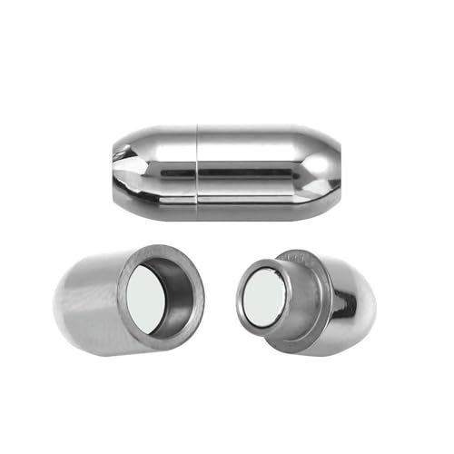 2 Stück bunte Magnetverschlüsse aus Edelstahl für Lederkordel-Armbänder, Endverschluss, Magnetschnalle, DIY-Schmuckherstellung, polierter Stahl, Loch 4,0 mm, 2 Stück von VIEPGJ