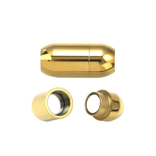 2 Stück bunte Magnetverschlüsse aus Edelstahl für Lederkordel-Armbänder, Endverschluss, Magnetschnalle, DIY-Schmuckherstellung, poliertes Gold, Loch 5 mm, 2 Stück von VIEPGJ