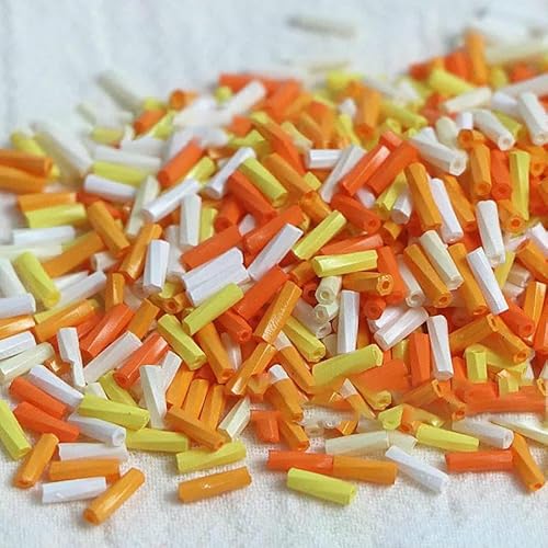 2 x 6 mm einfarbige Spiralröhrenperlen, handgefertigte DIY-Perlen, lose Perlen, Glasreisperlen, Armband-Halskettenmaterial, TW Orange Weiß, 2 x 6 mm, 100 g, 2600 Stück von VIEPGJ