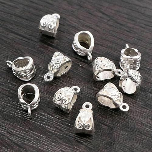20 Stück 13 x 8 x 8 mm Perlen-Anhänger zur Schmuckherstellung, DIY-Halskette, versilbert, goldfarben, schwarz, Perlen-Anhänger, Perlen-Anhänger, Silber von VIEPGJ
