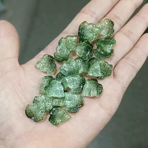 20 Stück 15 mm Kürbisblätter Lampwork-Perlen, mehrfarbige Blumenglasperlen mit Farbverlauf zur Schmuckherstellung, handgefertigtes DIY-Zubehör, 3–12 mm (20 Stück) von VIEPGJ