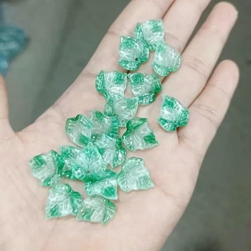 20 Stück 15 mm Kürbisblätter Lampwork-Perlen, mehrfarbige Blumenglasperlen mit Farbverlauf zur Schmuckherstellung, handgefertigtes DIY-Zubehör, 8–12 mm (20 Stück) von VIEPGJ