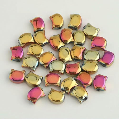 20 Stück 8 x 10 mm Regenbogenfarbener Katzenkopf Lampwork-Kristallglas Tschechische Perlen Lose Perlen Charms für Ohrringe DIY Schmuckherstellung-6-8 x 10 mm (20 Stück) von VIEPGJ