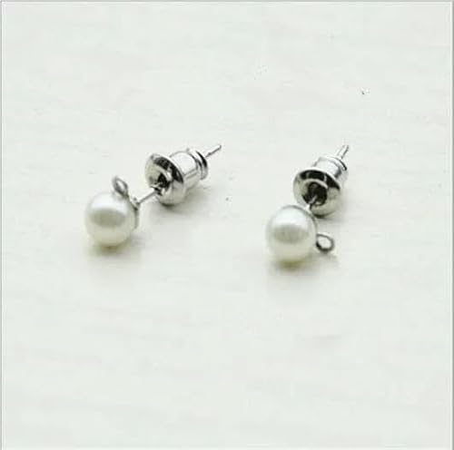 20 Stück Ohrstecker aus Edelstahl, Ohrstecker mit Schlaufen/5 mm Kunstperlen für Ohrringe, DIY-Schmuckherstellung, Zubehör, Rhodium von VIEPGJ