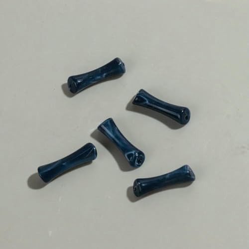 20 Stück bunte dünne Acryl-Röhrenperlen, 7 x 26 mm, Harz, gebogene Rohrperlen, lose Perlen für DIY-Armbänder, Halsketten, Schmuckzubehör, dunkelblau, 20 Stück, 7 x 26 mm von VIEPGJ