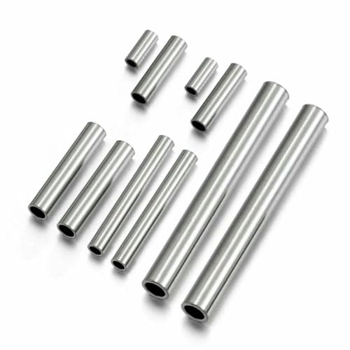 20 Stück gerade Edelstahlrohrverbinder, Abstandsperlen für die Schmuckherstellung, DIY-Armband, Halskette, Quetschrohrperlen, Zubehör, Größenreferenz: 5 mm x 15 mm von VIEPGJ