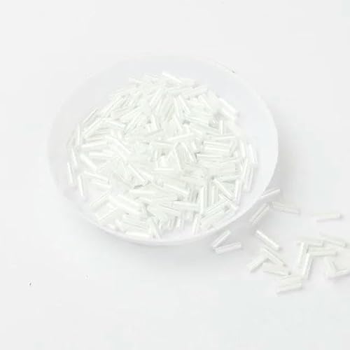 200 Stück/Beutel Rocailles-Perlen, 2 x 6 mm, Silberkern, tschechische Glas-Rocailles-Stiftperlen – Stickstickerei, Schmuck, DIY-Kleidungszubehör – Ölweiß – 2 x 6 mm von VIEPGJ