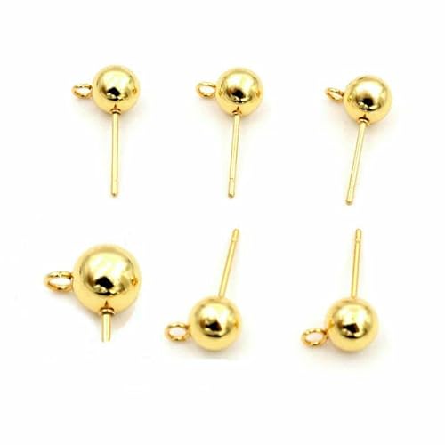 30 Stück 3/4/5/6 mm 316 Edelstahl Kugelstifte Ohrstecker Basic Pins Stopper Verbinder für DIY Schmuckherstellung Zubehör - Stift Gold - 6 mm von VIEPGJ
