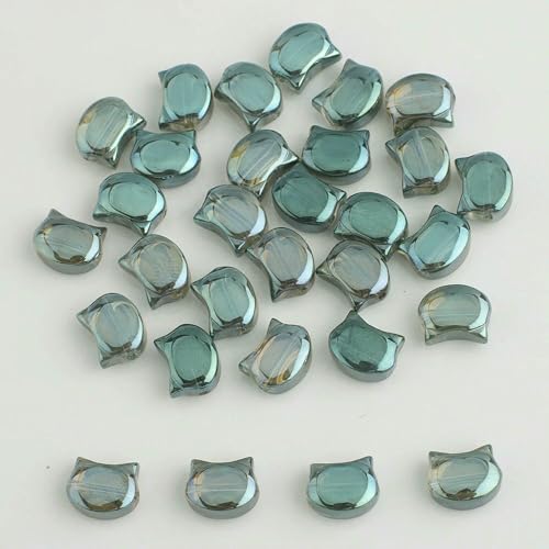 30 Stück 8x10MM Regenbogen Bunte Katzenkopf Lampwork Kristallglas Tschechische Perlen Lose Basteln Charms Für Ohrringe DIY Schmuckherstellung-101 HLC von VIEPGJ