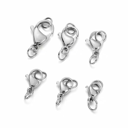 30 Stück Edelstahl-Karabinerverschluss mit Biegeringen für DIY-Kette, Halskette, Armband, Schmuckherstellung, Zubehör, Verbinder, Stahl, 30 Stück, 7 x 13,0 mm 30 Stück Edelstahl-Karabinerverschluss mit Biegeringen für DIY-Kette, Halskette, Armband, Schmuckherstellung, Zubehör, Verbinder, Stahl, 30 Stück, 7 x 13,0 mm von VIEPGJ