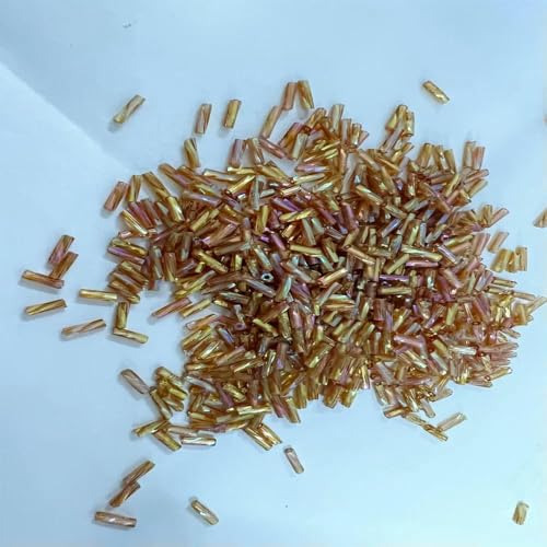 300 Stück 11/0 Röhrenperlen 2 x 6 mm, gedrehte Glasperlen, spiralförmige Rocailles-Perlen für DIY-Armbänder, Schmuck, Kleiderherstellung, Kleidungsstücke, Zubehör – Hellkaffee AB44 – 2 x 6 mm, 45 von VIEPGJ