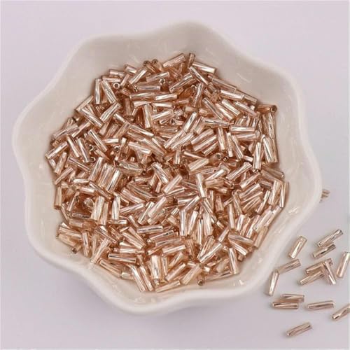 300 Stück 11/0 Röhrenperlen 2 x 6 mm Twist-Bugles-Glasperlen, spiralförmige Rocailles-Perlen für DIY-Armbänder, Schmuck, Kleiderherstellung, Kleidungsstücke, Zubehör – Champagner 10 – 2 x 6 mm, 4 von VIEPGJ