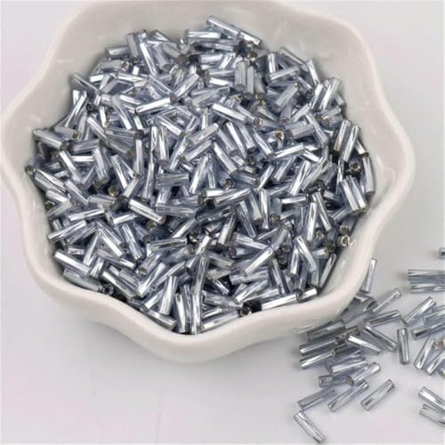 300 Stück 11/0 Röhrenperlen 2 x 6 mm Twist-Bugles Glasperlen Spiralförmige Rocailles für DIY-Armbänder, Schmuck, Kleiderherstellung, Kleidungsstücke, Zubehör-Eisblau24-2 x 6 mm 450 g 13500 Stück von VIEPGJ