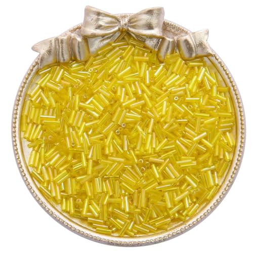 300 Stück 7 mm bunte Glasröhren-Rocailles-Charms, tschechische Glas-Rocailles-Perlen, DIY-Armband, Halsketten-Perlen für Schmuckherstellung, DIY-Nähen, Gelb von VIEPGJ