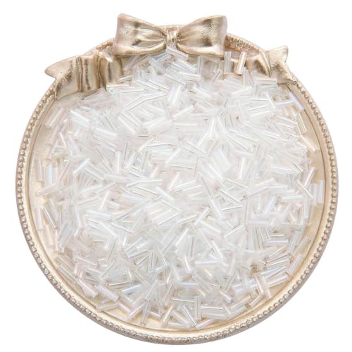 300 Stück 7 mm bunte Glasröhren-Rocailles-Charms, tschechische Glas-Rocailles-Perlen, DIY-Armband, Halsketten-Perlen für Schmuckherstellung, DIY-Nähen, Weiß von VIEPGJ