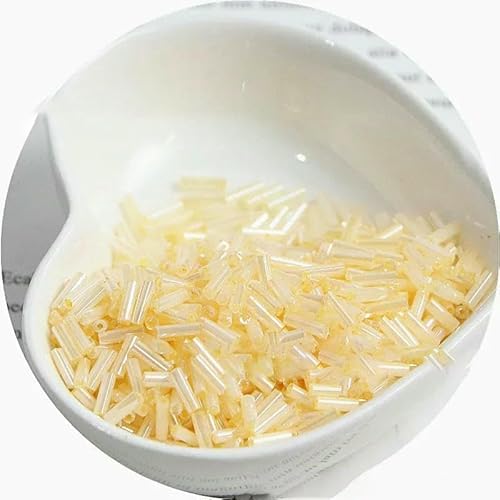 300 cremefarbene Rocailles-Perlen 11/0, Röhrenperle 2 x 6 mm, Glasperlen, DIY-Schmuckherstellung, Damenaccessoires-NYG11-2 x 6 mm, 300 Stück von VIEPGJ