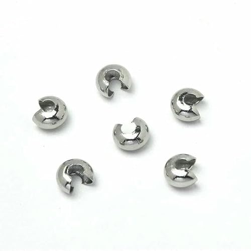 316 Edelstahl-Knotenabdeckungen für Quetschperlen, 5 mm (0,2 Zoll), Perlen zur Schmuckherstellung (20–50 Stück/Los), Stahlfarbe, 50 Stück, 5 mm von VIEPGJ