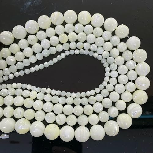 4/6/8/10/12 mm natürliche Trochus-Muschelsteinperlen, rund, lose Abstandsperlen zur Schmuckherstellung, DIY-Armband, Halskette, 38,1 cm, Auswahlgröße – Muschel – 12 mm von VIEPGJ
