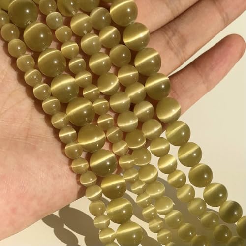 4/6/8/10/12 mm rosafarbene Katzenaugen-Opalperle, Naturstein, Glas, lose Perlen zur Schmuckherstellung, DIY-Armbänder, Zubehör, 15 Zoll, Ingwer, 12 mm, 30 Stück Perlen von VIEPGJ