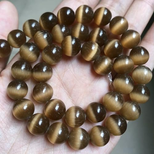 4/6/8/10/12 mm rosafarbene Katzenaugen-Opalperle, Naturstein, Glasperlen, lose Perlen zur Schmuckherstellung, DIY-Armbänder, Zubehör, 15 Zoll, braun, 4,0 mm, 91 Perlen von VIEPGJ
