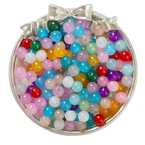 4/6/8/10 mm, mit Gelee bemalte, runde Jade-Imitat-Glasperlen – DIY-Schmuck (Armband/Halskette) und Zubehör, 100/50/20 Stück/Packung, MX-8 mm, 50 Stück von VIEPGJ