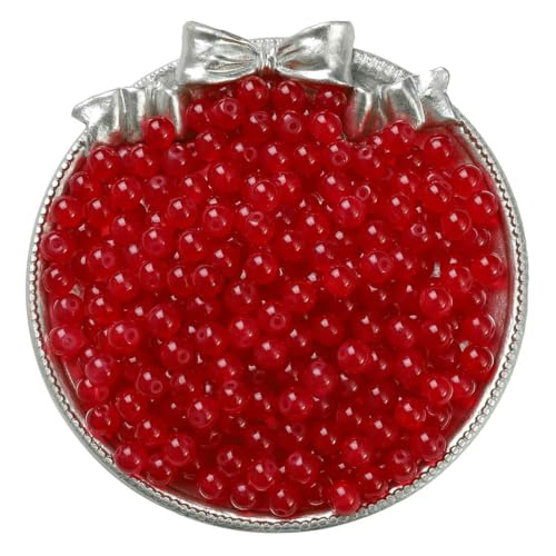 4/6/8/10 mm, mit Gelee bemalte, runde Jade-Imitat-Glasperlen – DIY-Schmuck (Armband/Halskette) und Zubehör, 100/50/20 Stück/Packung, RD, 4,0 mm, 50 Stück von VIEPGJ
