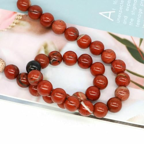 4/6/8/10 mm Natursteinperlen, Tigerauge, Amethyst, Rosenquarz, Achat, lose Abstandsperlen für die Schmuckherstellung, DIY-Armbänder und Halsketten – Roter Jaspis – von VIEPGJ