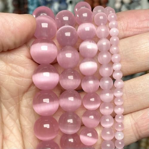 4/6/8/10 mm Natursteinperlen, weiß, bunt, Katzenauge, rund, lose Abstandsperlen für Schmuckherstellung, DIY-Armbandzubehör, 15 Zoll, Pink, 8 mm 4/6/8/10 mm Natursteinperlen, weiß, bunt, Katzenauge, rund, lose Abstandsperlen für Schmuckherstellung, DIY-Armbandzubehör, 15 Zoll, Pink, 8 mm von VIEPGJ