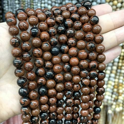 4–10 mm natürliche runde Tigerauge-Amazonit-Achat-Rosenquarz-Angelit-Lavasteinperlen zur Schmuckherstellung, DIY-Armbandzubehör, Goldener Schwan, 10 mm, 35 Stück Pe von VIEPGJ