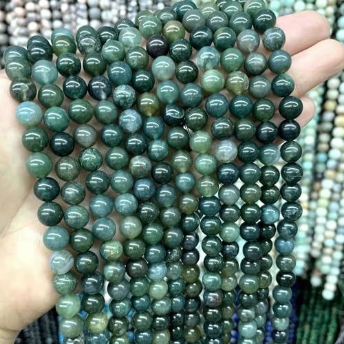 4–10 mm natürliche runde Tigerauge-Amazonit-Achat-Rosenquarz-Angelit-Lavasteinperlen zur Schmuckherstellung, DIY-Armbandzubehör, Moosachat, 10 mm, 35 Stück Perlen 4–10 mm natürliche runde Tigerauge-Amazonit-Achat-Rosenquarz-Angelit-Lavasteinperlen zur Schmuckherstellung, DIY-Armbandzubehör, Moosachat, 10 mm, 35 Stück Perlen von VIEPGJ