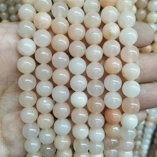 4–10 mm natürliche runde Tigerauge-Amazonit-Achat-Rosenquarz-Angelit-Lavasteinperlen zur Schmuckherstellung, DIY-Armbandzubehör, Rosa Aventurin, 10 mm, 35 Stück Per von VIEPGJ