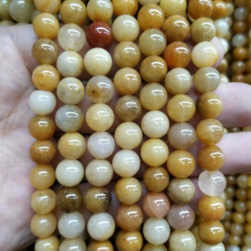 4–10 mm natürliche runde Tigerauge-Amazonit-Achat-Rosenquarz-Angelit-Lavasteinperlen zur Schmuckherstellung, DIY-Armbandzubehör, Xinjiang-Jade, 10 mm, 35 Stück Perl von VIEPGJ