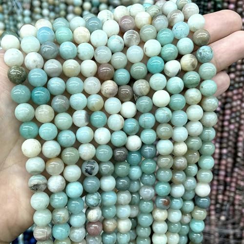 4–10 mm natürliche runde Tigerauge-Amazonit-Achat-Rosenquarz-Angelit-Lavasteinperlen zur Schmuckherstellung, DIY-Armbandzubehör, bunt, 10 mm, 35 Stück Perlen von VIEPGJ
