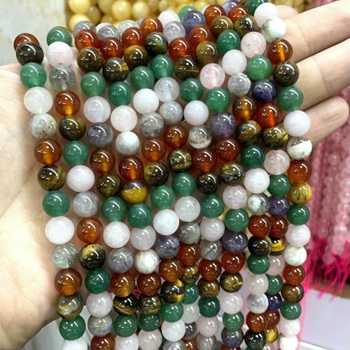 4–10 mm natürliche runde Tigerauge-Amazonit-Achat-Rosenquarz-Angelit-Lavasteinperlen zur Schmuckherstellung, DIY-Armbandzubehör, bunter Stein, 8 mm, 45 Stück Perlen von VIEPGJ