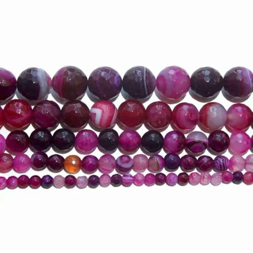 4 6 8 10 MM Faceted Natural Stone Bead Pink Quartz Amethysts Agates Lapis lazuli For Jewelry Making DIY Bracelet Necklace-Red stripes-6mm 60pcs beads von VIEPGJ