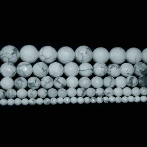4 6 8 10 MM Faceted Natural Stone Bead Pink Quartz Amethysts Agates Lapis lazuli For Jewelry Making DIY Bracelet Necklace-White Turquoises-8mm 45pcs beads von VIEPGJ