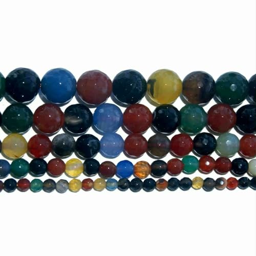 4 6 8 10 MM Faceted Natural Stone Bead Pink Quartz Amethysts Agates Lapis lazuli For Jewelry Making DIY Bracelet Necklace-colorful agate-4.0mm 95pcs beads von VIEPGJ