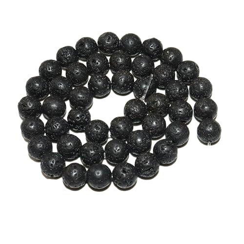 4 6 8 10 mm natürliche schwarze Lava-Tigeraugen-Achat-Jade-Massenperlen aus losem Stein für die Herstellung von Armbändern und Halsketten, Schmuckmaterial – Vulkangestein – 10 mm, 35 St von VIEPGJ