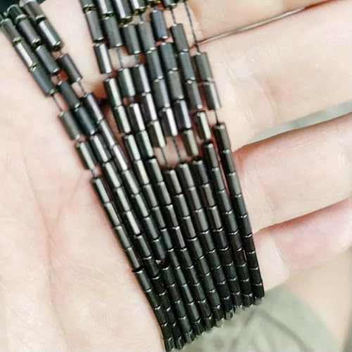 4 x 2 mm Röhrenglas-Kristall-Edelstein-Röhrenperlen für Kleidung, Schmuckherstellung, Perlenarbeiten, DIY-Armband, Halskette, Gun Black, 2 x 4,0 mm, 750–800 Stück von VIEPGJ