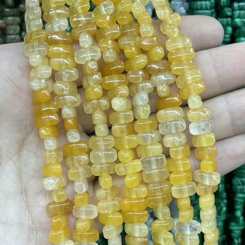 4 x 8 mm unregelmäßiger Naturstein, Tigerauge, Jade, Achat, Quarz, Abstandsperlen für die Schmuckherstellung, DIY-Armband, Halskette, Ohrstecker, Gelbe Jade, 4 x 8 mm, 42 Stück Perlen von VIEPGJ