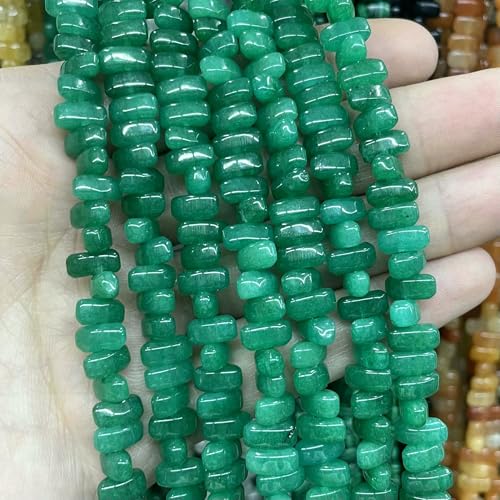 4 x 8 mm unregelmäßiger Naturstein, Tigerauge, Jade, Achat, Quarz, Abstandsperlen für die Schmuckherstellung, DIY-Armband, Halskette, Ohrstecker, Grüner Jade, 4 x 8 mm, 42 Stück Perle von VIEPGJ