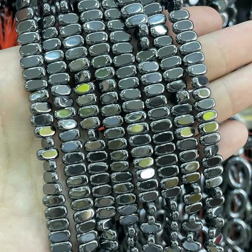 4 x 8 mm unregelmäßiger Naturstein, Tigerauge, Jade, Achat, Quarz, Abstandsperlen für die Schmuckherstellung, DIY-Armband, Halskette, Ohrstecker, Hämatit, 4 x 8 mm, 42 Stück Perlen von VIEPGJ