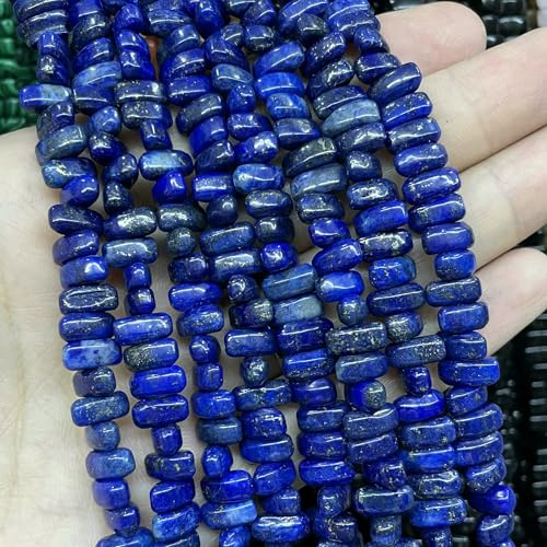 4 x 8 mm unregelmäßiger Naturstein, Tigerauge, Jade, Achat, Quarz, Abstandsperlen für die Schmuckherstellung, DIY-Armband, Halskette, Ohrstecker, Lapislazuli, 4 x 8 mm, 42 Stück Perle von VIEPGJ