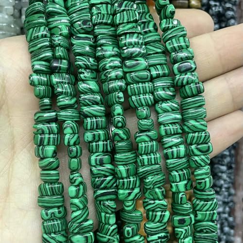 4 x 8 mm unregelmäßiger Naturstein, Tigerauge, Jade, Achat, Quarz, Abstandsperlen für die Schmuckherstellung, DIY-Armband, Halskette, Ohrstecker, Malachit, 4 x 8 mm, 42 Stück Perlen von VIEPGJ