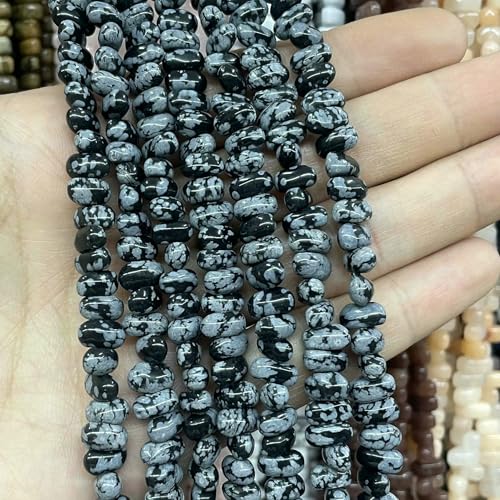 4 x 8 mm unregelmäßiger Naturstein, Tigerauge, Jade, Achat, Quarz, Abstandsperlen für die Schmuckherstellung, DIY-Armband, Halskette, Ohrstecker, Schneeflocke, 4 x 8 mm, 42 Stück Perl von VIEPGJ
