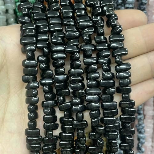 4 x 8 mm unregelmäßiger Naturstein, Tigerauge, Jade, Achat, Quarz, Abstandsperlen für die Schmuckherstellung, DIY-Armband, Halskette, Ohrstecker, Schwarzer Stein, 4 x 8 mm, 42 Stück P von VIEPGJ