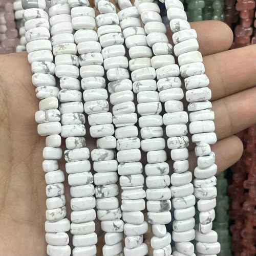 4 x 8 mm unregelmäßiger Naturstein, Tigerauge, Jade, Achat, Quarz, Abstandsperlen für die Schmuckherstellung, DIY-Armband, Halskette, Ohrstecker, Weiß, Türkis, 4 x 8 mm, 42 Stück Perl von VIEPGJ